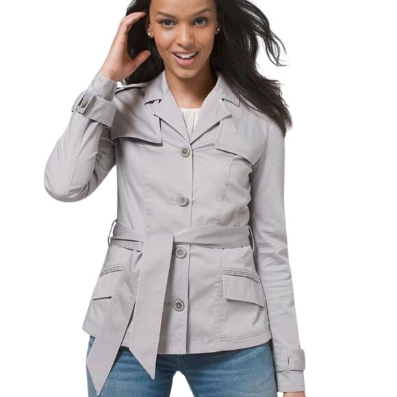 WHBM Casual  Short Trench Jacket in Gray size 14 - Picture 1 of 4